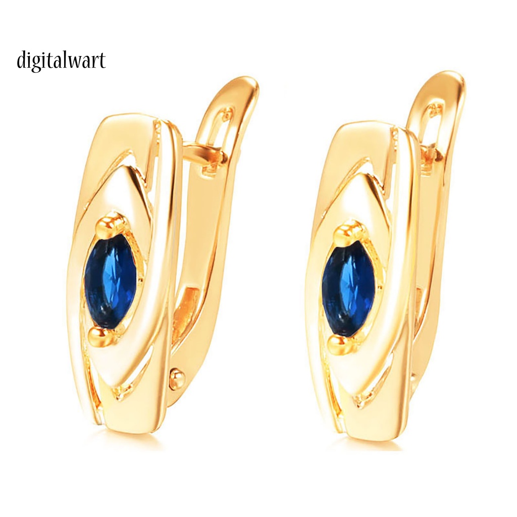 Kỹ Thuật Số| 1 Đôi Bông Tai Tròn Đính Đá Zirconia Màu Xanh Dương Thoải Mái Dễ Mang Trang Sức Thanh Lịch Dành Cho Bạn Nữ