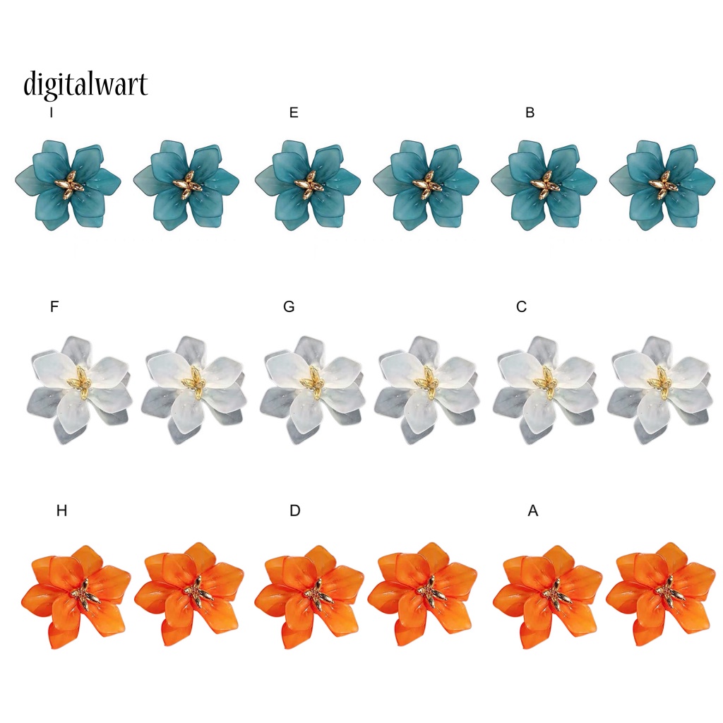 Kỹ Thuật Số| 1 Đôi Bông Tai Kẹp Hình Hoa Bằng Acrylic Phong Cách Vintage Thanh Lịch