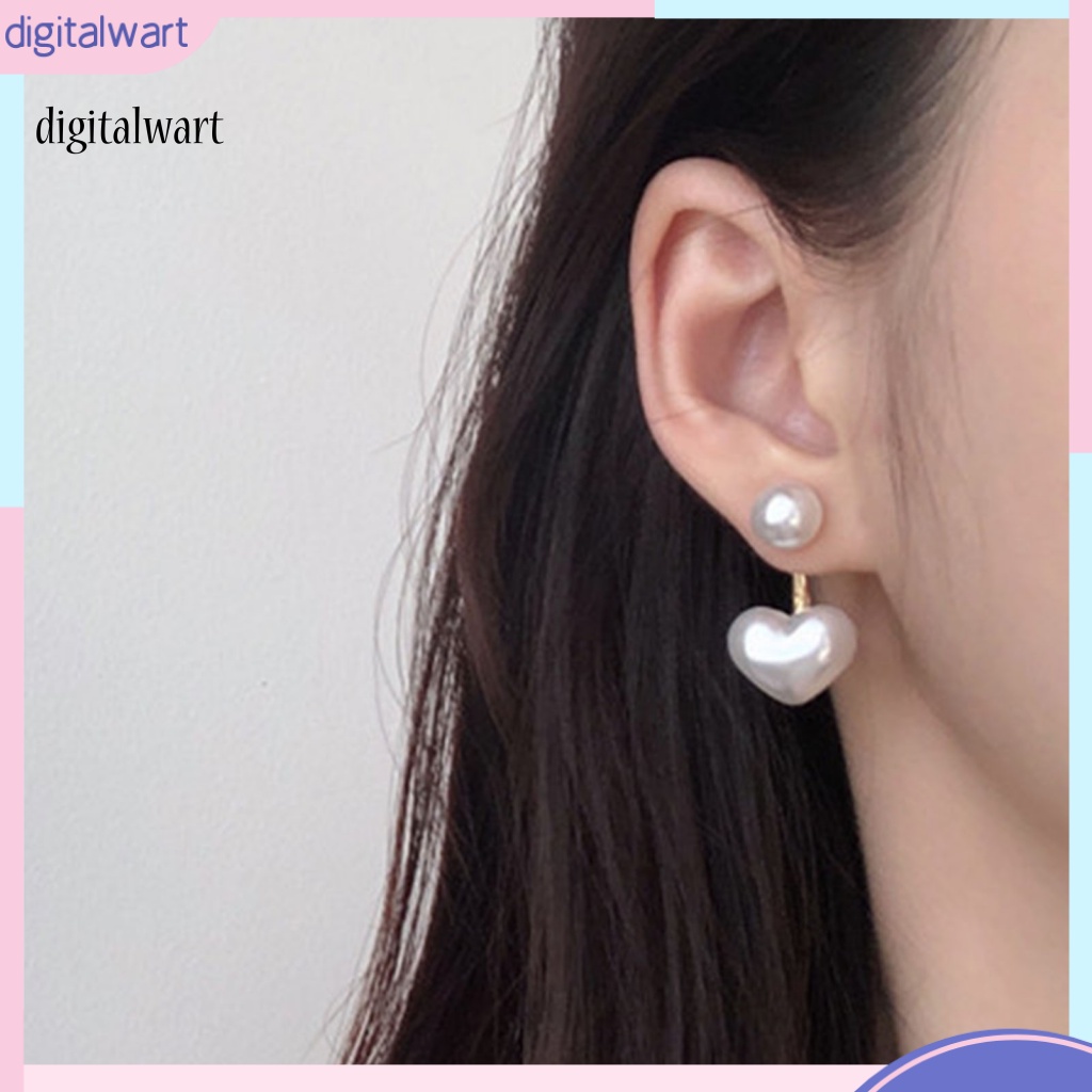 Kỹ Thuật Số| 1 Đôi Bông Tai Hình Trái Tim Đính Ngọc Trai Giả Màu Trắng Thời Trang Dành Cho Nữ