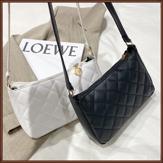 Túi Đeo Chéo Vai Bằng Da Nhân Tạo Màu Trơn Thêu Họa Tiết Hình Thoi Thời Trang Cho Nữ