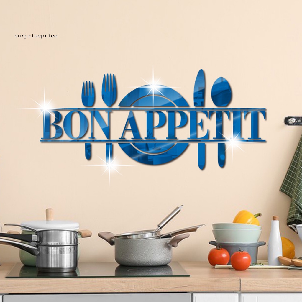 1 Bộ Đề Can Tráng Gương Tự Dính Họa Tiết Muỗng Nĩa Sáng Tạo Có Thể Tháo Gỡ Dùng Để Trang