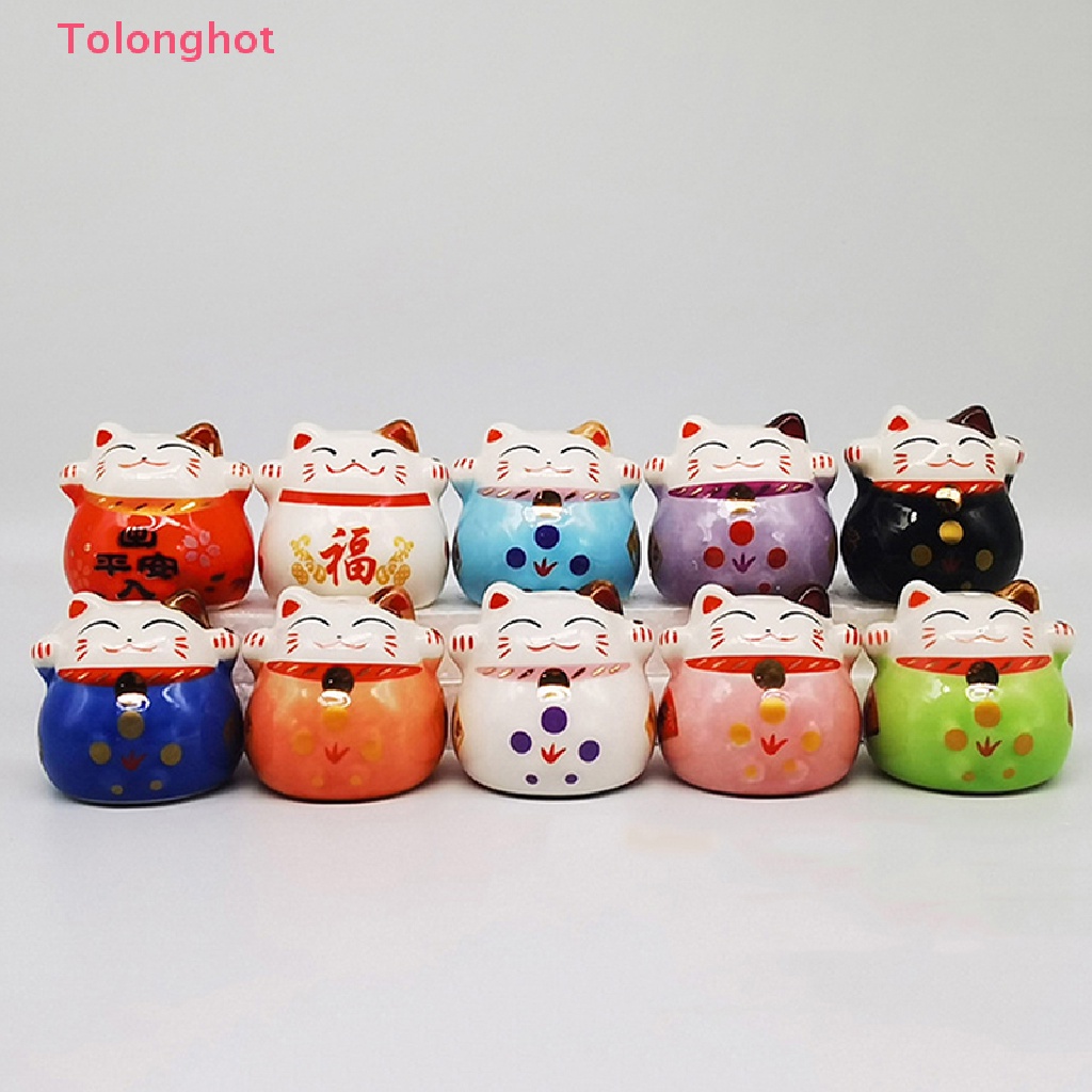 1 Tượng Mèo May Mắn Bằng Gốm Trang Trí Nhà Búp Bê