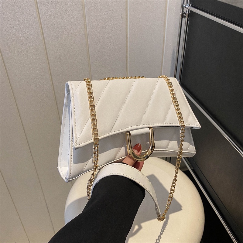 Túi Xách Đeo Vai Hình Vuông Cỡ Nhỏ Màu Trơn Phối Dây Đeo Sợi Xích Thời Trang Mùa Xuân 2023 Cho Nữ