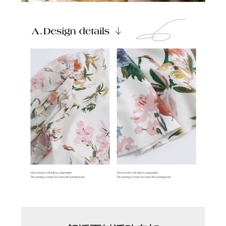 Bộ Đồ Bơi Một Mảnh Ôm Dáng Tay Dài In Họa Tiết Hoa Thời Trang Mới 2023 Cho Nữ