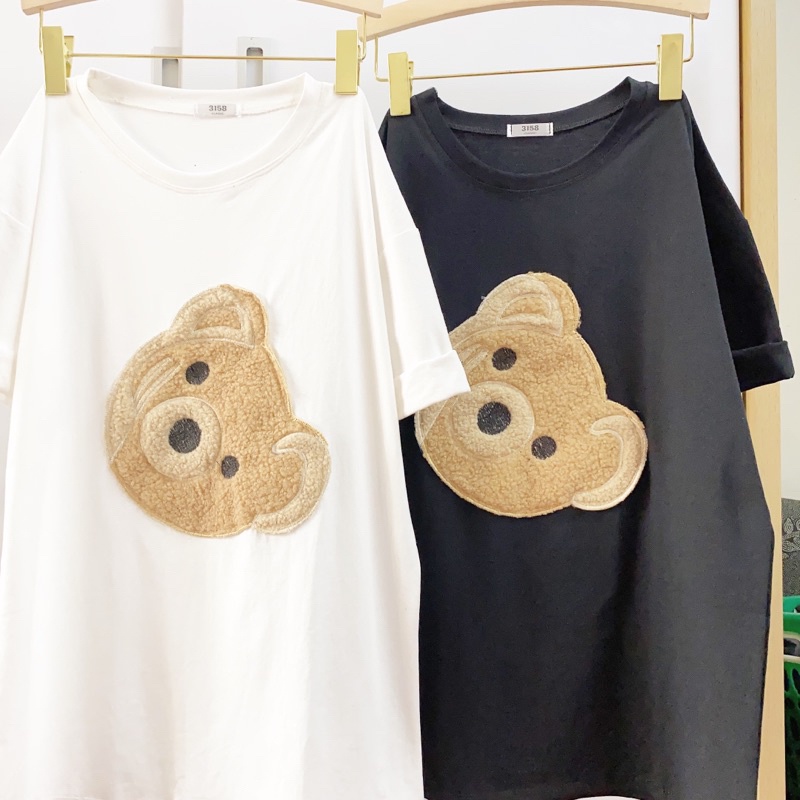 Áo phông 3158 studio1996  nam nữ form rộng chất cotton in hình gấu thêuu