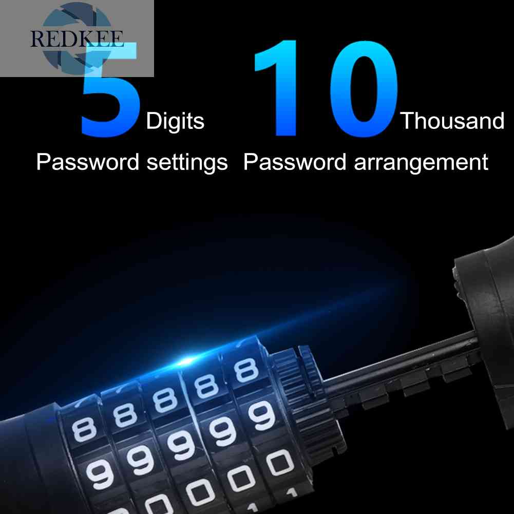 Dây Xích Khóa Xe Đạp / Xe Máy Kết Hợp Mật Khẩu 5 Chữ Số