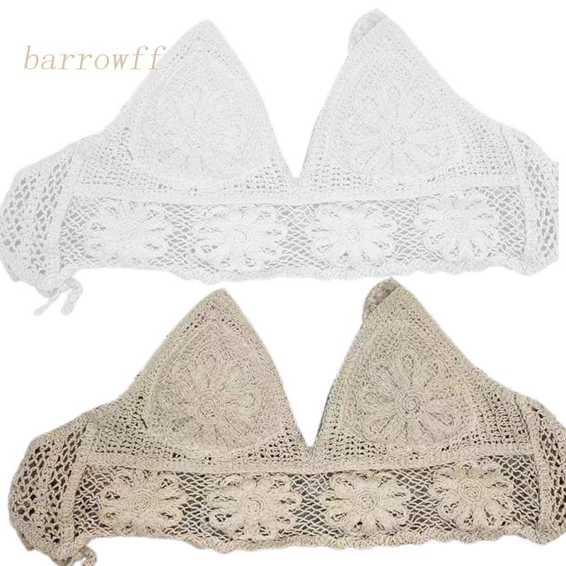 Brroa Bikini Dệt Kim Cổ Chữ V Hở Lưng Họa Tiết Hoa Hướng Dương Viền Hình Vỏ Sò Gợi Cảm Cho Nữ