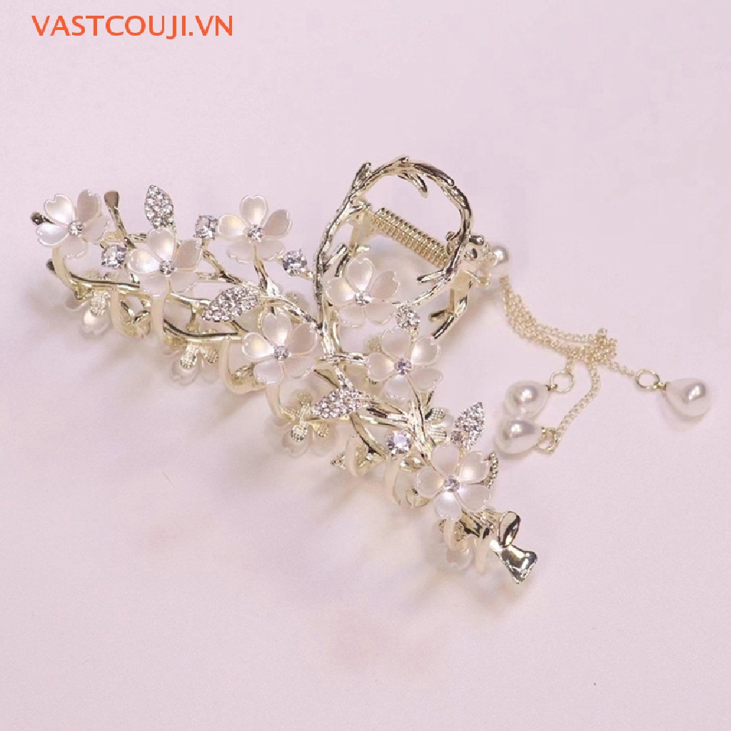 1 Kẹp Tóc Tua Rua Đính Ngọc Trai Phong Cách Hàn Quốc
