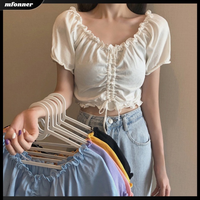 Áo Sweater Dệt Kim Tay Ngắn Hở Rốn Thời Trang Mùa Hè Cho Bạn Gái