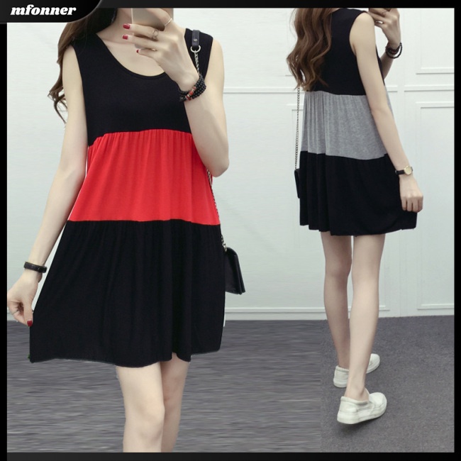 Đầm Không Tay Dáng Rộng Nhiều Lớp Màu Sắc Thời Trang Mùa Hè Dành Cho Nữ