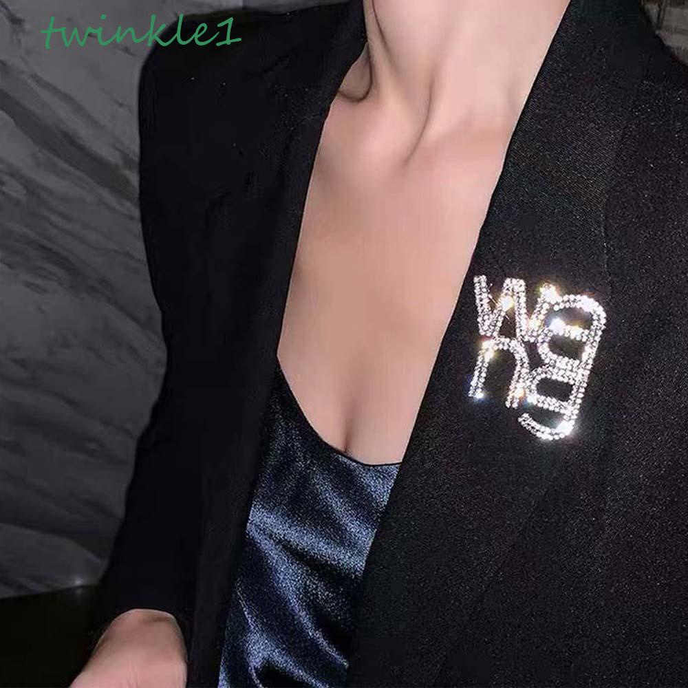 Ghim Cài Áo Hợp Kim Đính Đá Lấp Lánh Phong Cách Hàn Quốc