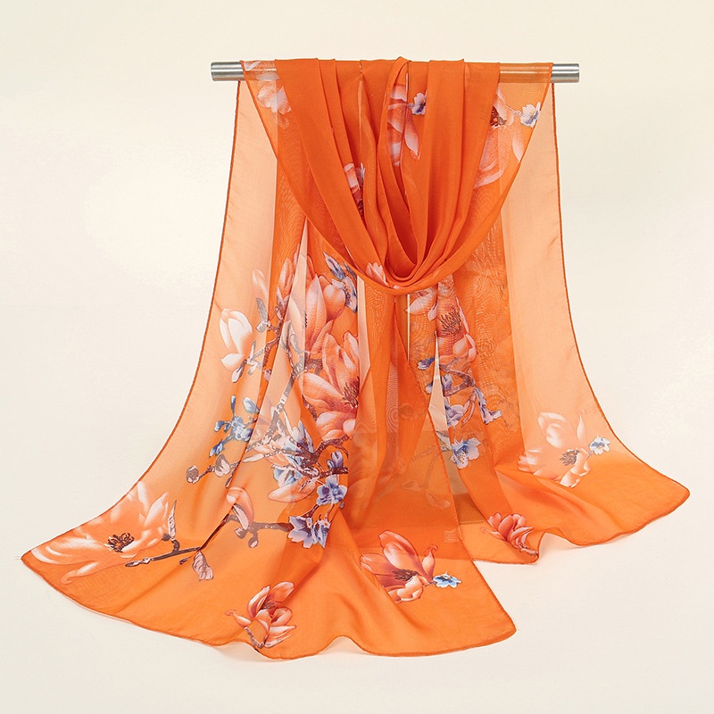 Khăn Choàng Nhỏ Dài 150-50cm Chất Liệu Chiffon Chống Nắng In Họa Tiết Thời Trang Mùa Hè Cho Nữ