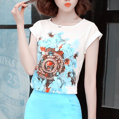 Áo Thun Tay Ngắn Dáng Rộng In Họa Tiết Thời Trang Mùa Hè Cho Nữ