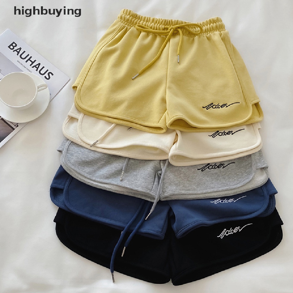 Quần Short Lưng Thun Dây Rút Thêu Chữ Belle Thời Trang Cho Nữ