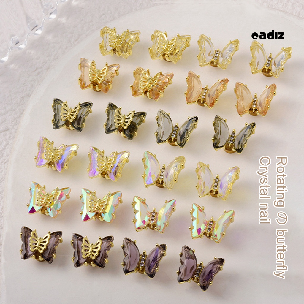 Phụ Kiện Trang Trí Móng Tay Nghệ Thuật Hình Bướm Xoay Được Lấp Lánh Xinh Xắn