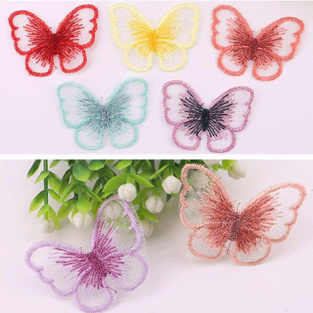 Set 10 Miếng Vá Quần Áo Hình Bướm Nhiều Màu Sắc