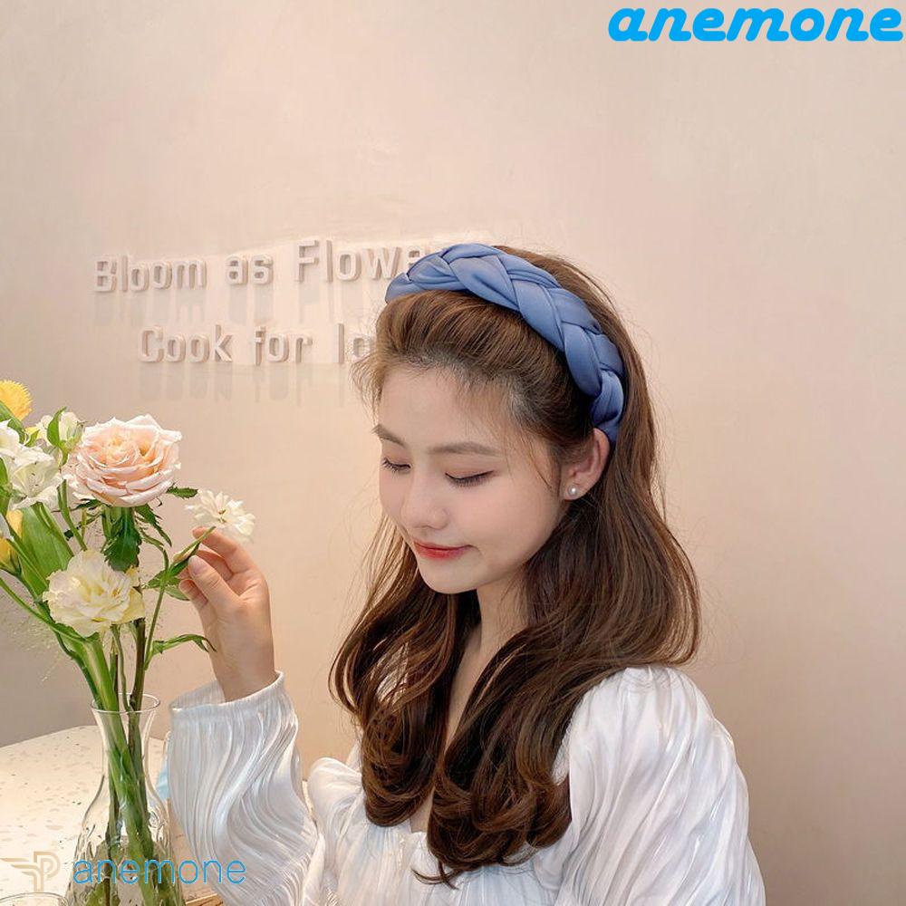 Băng Đô Cài Tóc Bản Rộng Màu Trơn Không Trượt Thời Trang Hàn Quốc Cho Nữ