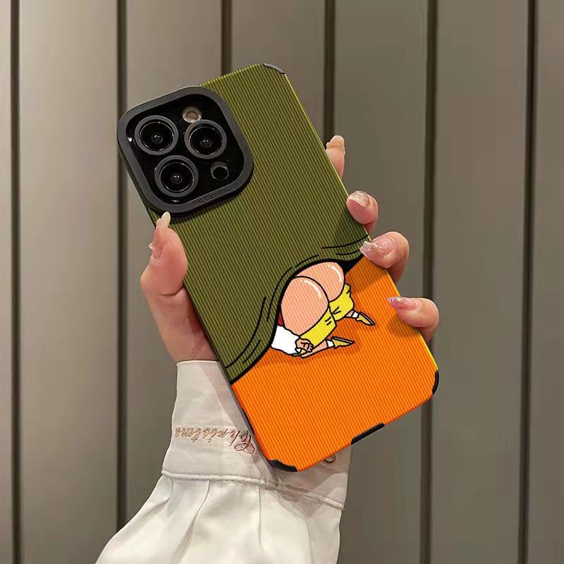 Ốp Điện Thoại Da Cừu Mềm Chống Sốc In Hình Cậu Bé Bút Chì Cho iphone 11pro max 14 pro max 11 12 / 13 / 6 / 7 / 8plus xr xmax / 15promax