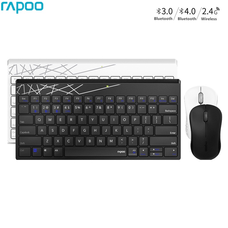 【6 tháng hư hỏng có thể thay mới】Combo BàN PhíM + ChuộT Không Dây Bluetooth & 2.4G Rapoo 8000GT