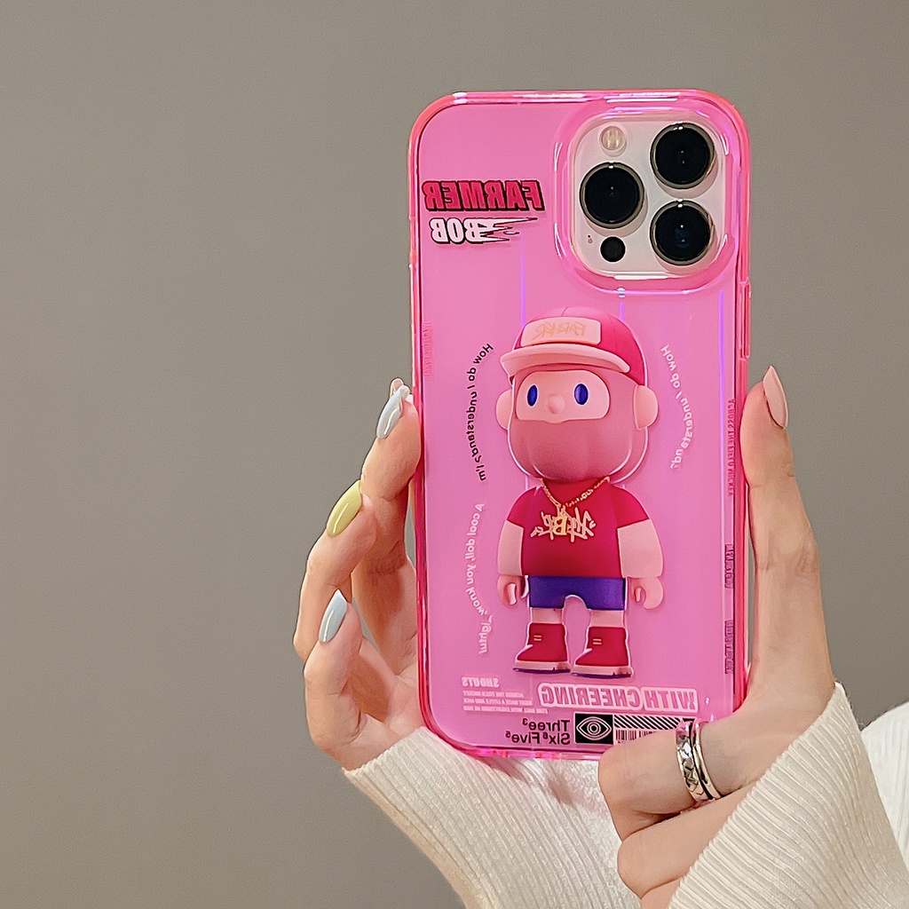 Ốp Điện Thoại tpu Dẻo Màu Laser Họa Tiết Hoạt Hình Chú Thỏ &amp; Chữ Ape Cho iPhone 11 12 13 14 PRO Max