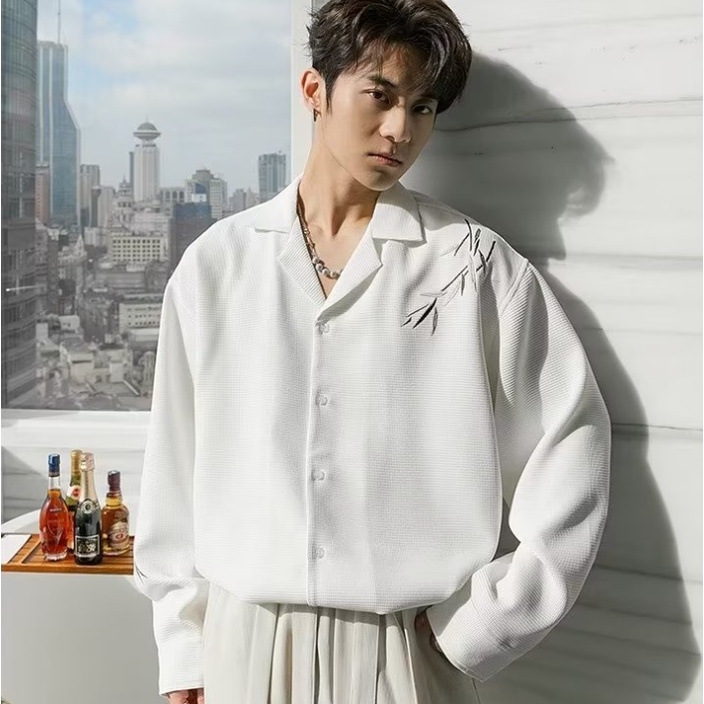 Fashion trắng áo sơ mi nam dài tay bigsize sơ mi nam hàn quốc đẹp simple áo nam form rộng retro áo sơ mi nam ngắn tay Trắng đẹp