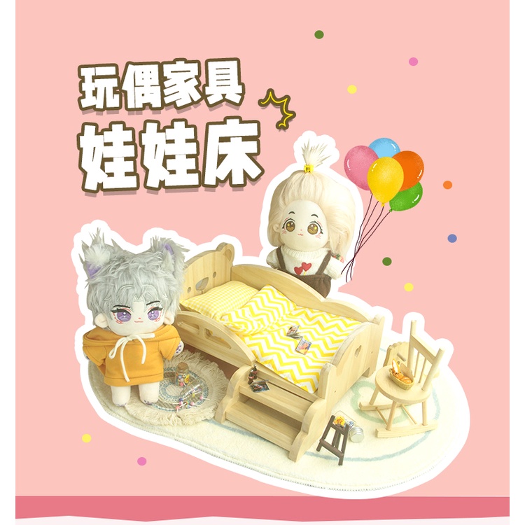 Giường Ngủ Ba Mảnh Bằng Cotton 20cm Dành Cho Búp Bê bjd