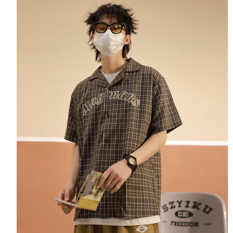 Áo Sơ Mi Kẻ Sọc Ca Rô Dáng Rộng Thêu Hình Kiểu Mỹ Cổ Điển Thời Trang Mùa Hè 2023 Cho Nam Và Nữ