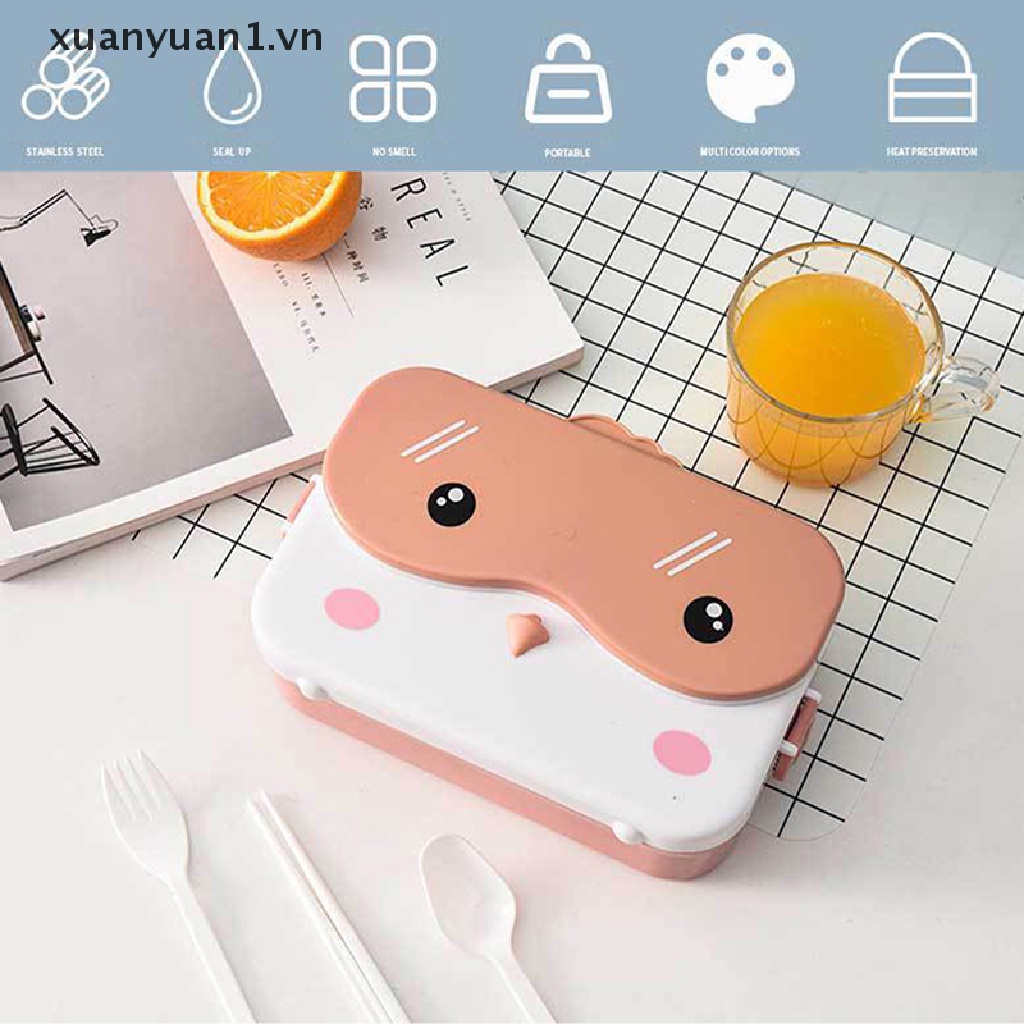 Hộp cơm Hình Chữ Nhật Bằng Nhựa Chống Tràn In Hoạt Hình Dễ Thương Cho Bé