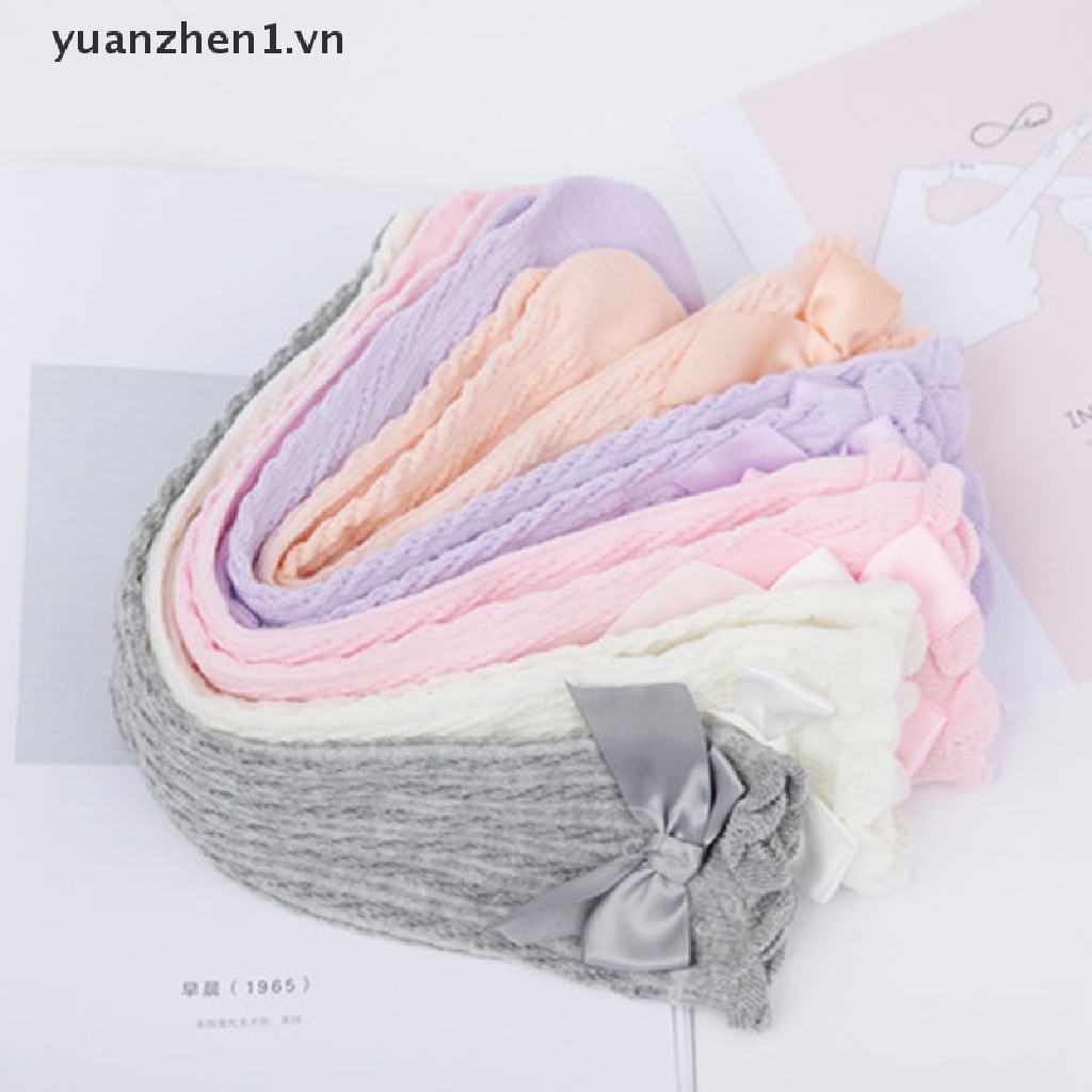 Vớ Cao Cổ Đính Nơ Lưới Mỏng Không Gót Dễ Thương Cho Bé