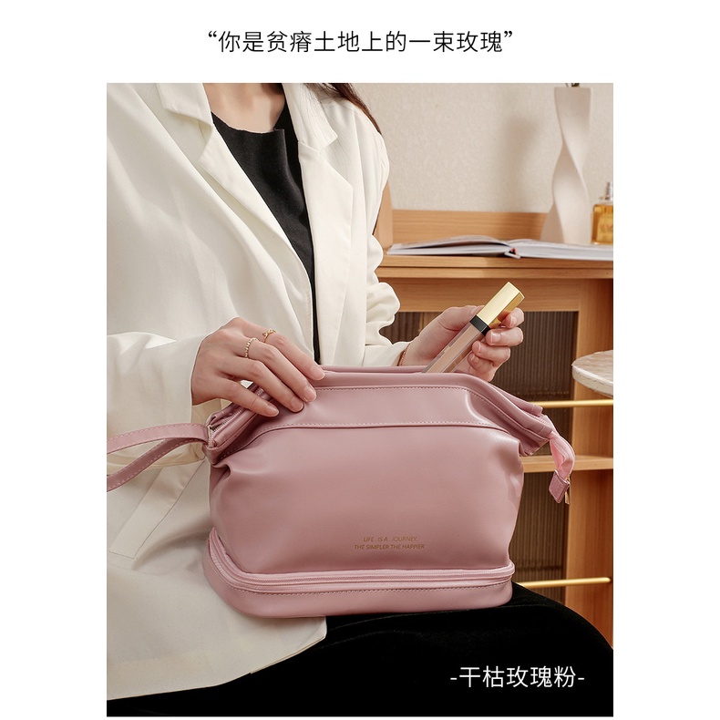 Túi Da JASMIN NOIR PU Hai Ngăn Đựng Đồ Trang Điểm Thiết Kế Dây Rút Tiện Dụng