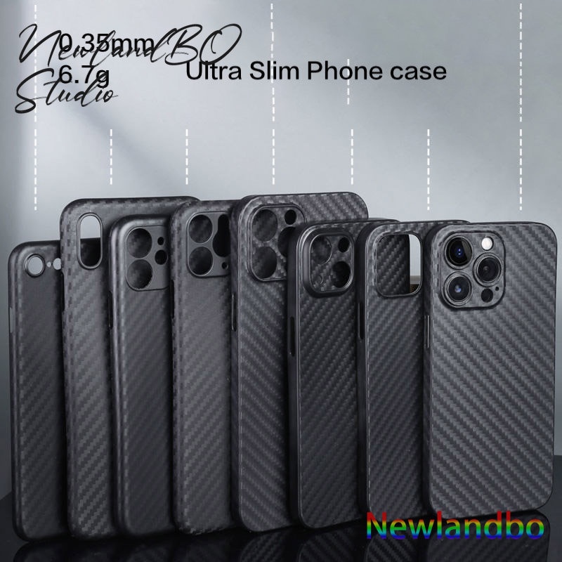 Ốp Điện Thoại pp Siêu Mỏng Kết Cấu Sợi Carbon 0.35mm Cho iphone 15 14 13 12 pro max mini xr 11