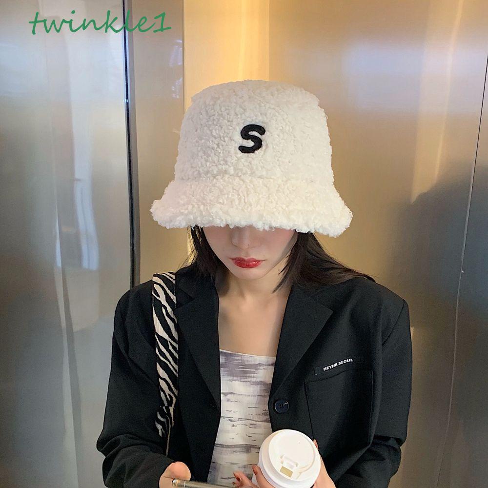 Mũ Bucket Chất Liệu Lông Cừu Ấm Áp Điều Chỉnh Được Phong Cách Đơn Giản Thời Trang Thu Đông Cho Nữ