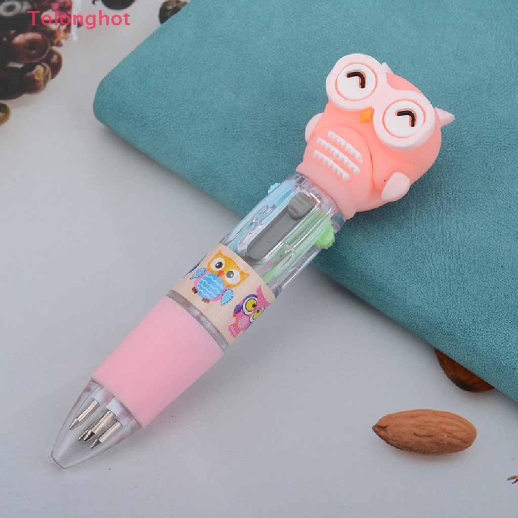 Bút Bi Mini 4 Màu Hình Động Vật Hoạt Hình Đáng Yêu