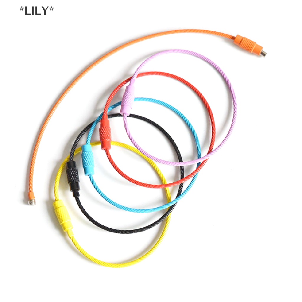 LILY 10/20 cái vòng Móc khóa dây thép không gỉ khóa vít Thẻ Hành Lý cắm trại ngoài trời uuu