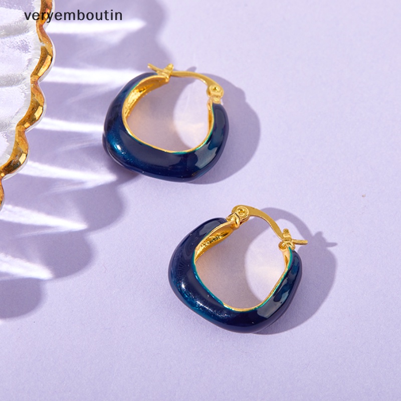 1 Đôi Bông Tai Hình Tròn Màu Xanh Lá Cây Bằng Hợp Kim Phong Cách Vintage Hàn Quốc Thanh Lịch Dành Cho Nữ