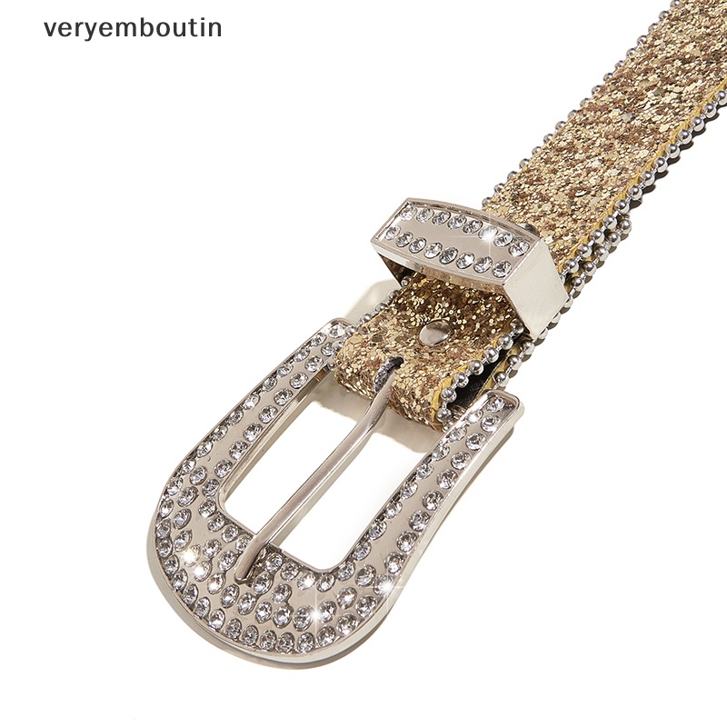 Thắt Lưng Da PU Đính Đá Lấp Lánh Phong Cách Cao Bồi Phương Tây Y2K Cho Nam Và Nữ