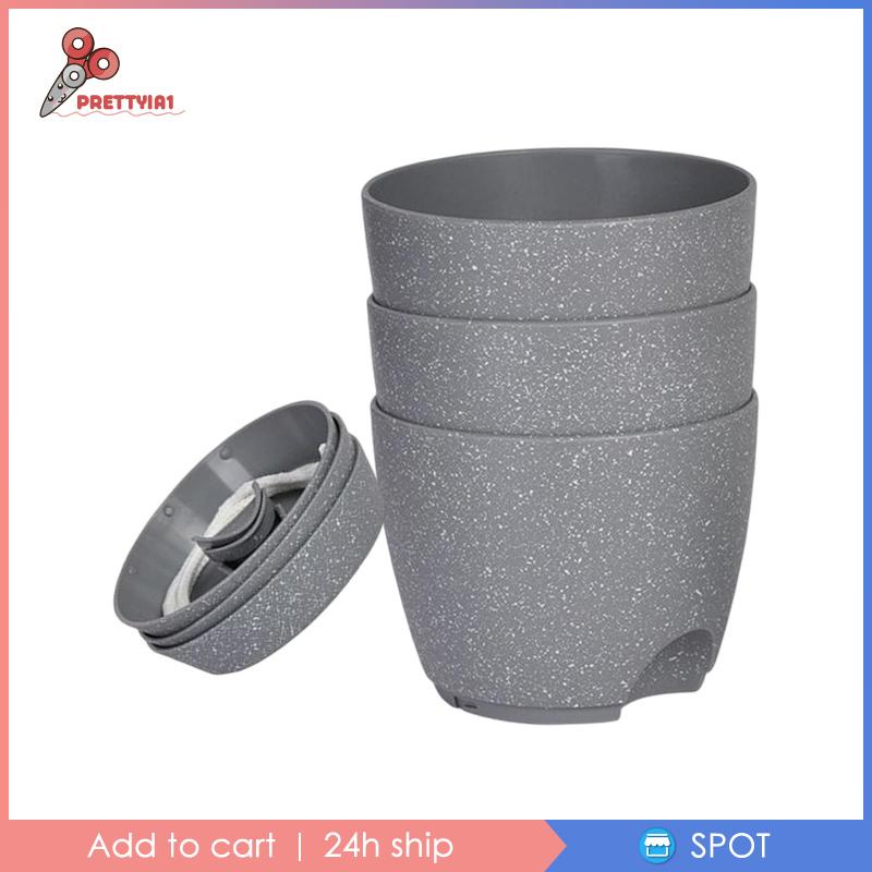 1 [Prettyia] Set 3 Chậu Tự Tưới Nước Cho Sân Vườn / Văn Phòng