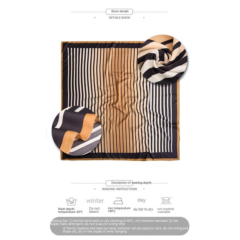 Khăn Choàng Cổ Hình Vuông 90 * 90CM Họa Tiết Kẻ Sọc Đơn Giản Phong Cách Hàn Quốc Thời Trang Cho Nữ