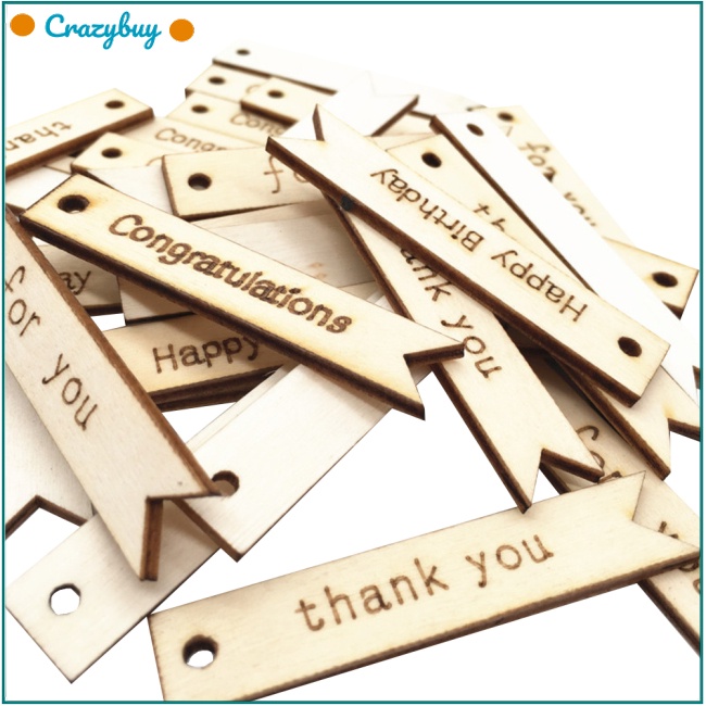 Cr Set 20 Thẻ Gỗ In Chữ Thank You Chúc Mừng Sinh Nhật Độc Đáo