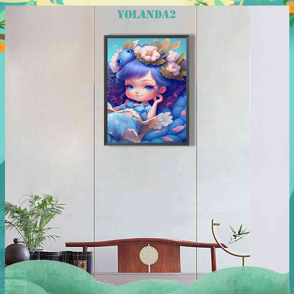 Bộ Tranh Đính Đá 5D Họa Tiết Hoạt Hình Cô Gái Độc Đáo DIY Dùng Trang Trí Nhà Cửa