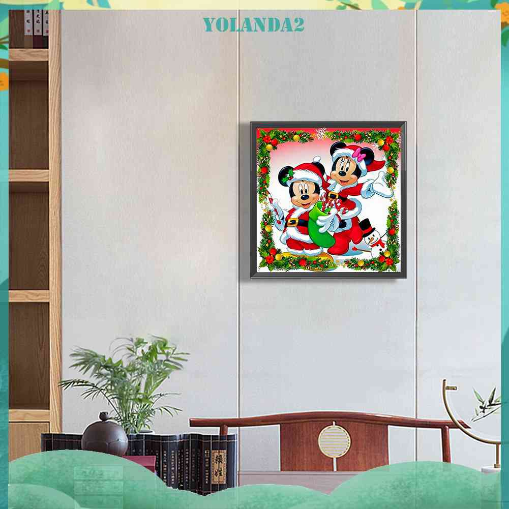 DISNEY Bộ Tranh Đính Đá 5D DIY Hình Mickey Minnie Phong Cách Giáng Sinh Dành Cho Trang Trí Nhà Cửa