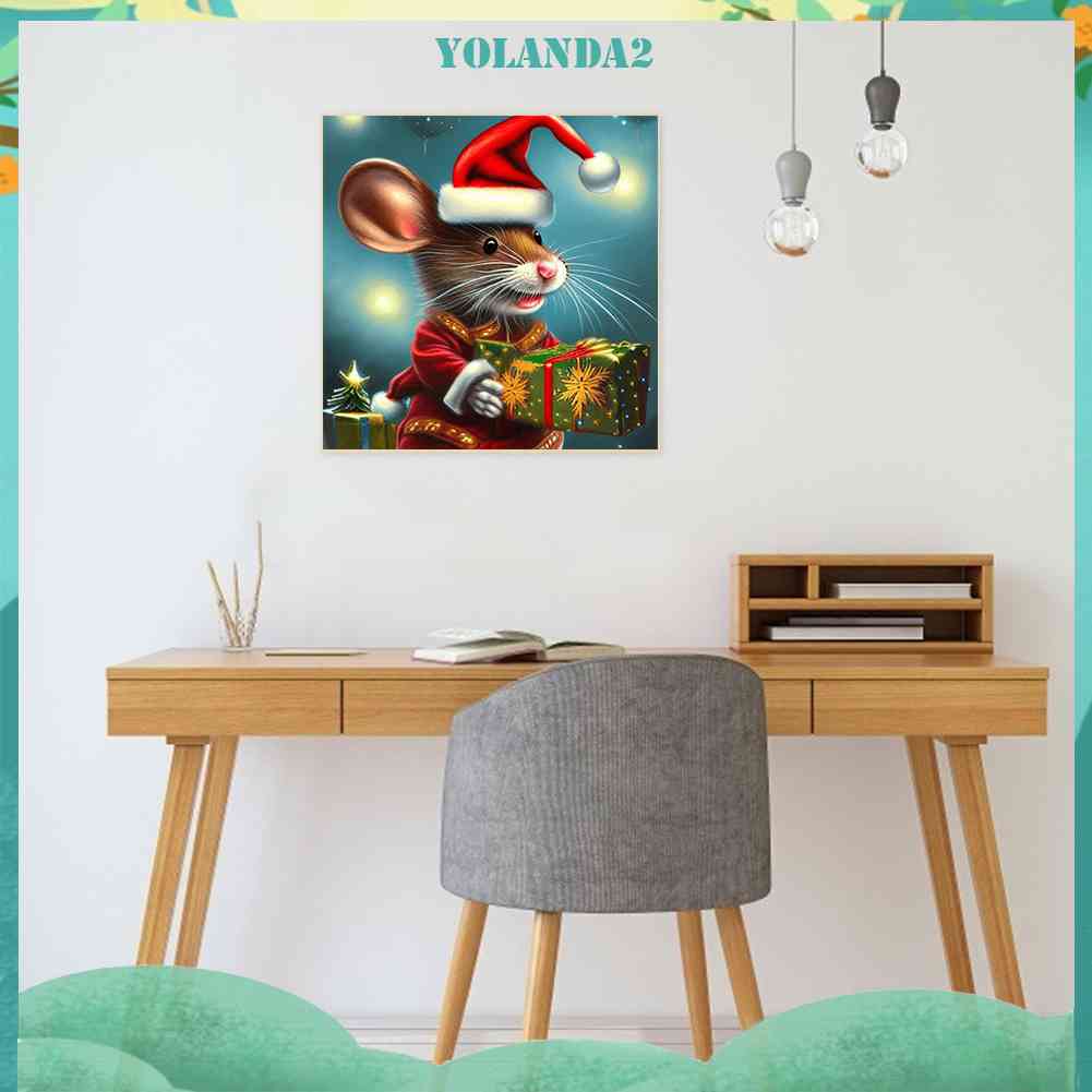 Tranh Đính Đá Kim Cương Toàn Bộ Hình Vẽ Chuột Giáng Sinh DIY Trang Trí Phòng