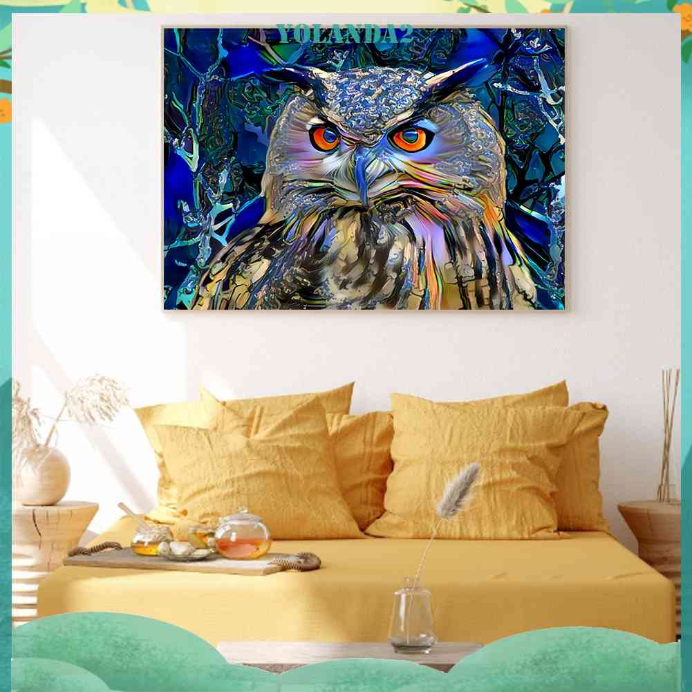 Bộ Tranh Đính Đá 5D Toàn Diện Họa Tiết Chim Cú Độc Đáo DIY Dùng Trang Trí Nhà Cửa