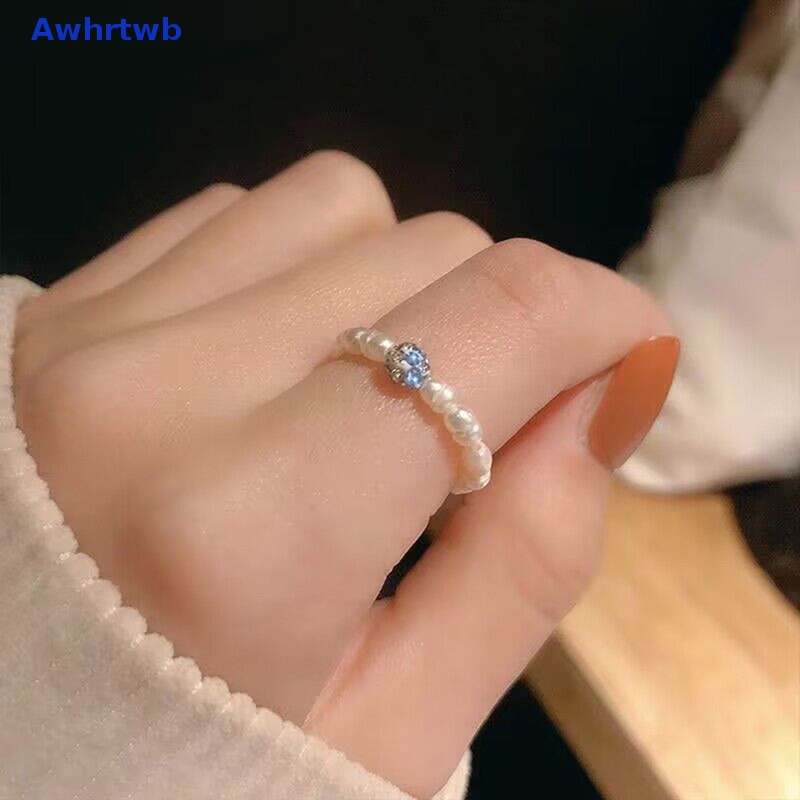 Bộ 2 Nhẫn Mạ Bạc Đính Ngọc Trai Nhân Tạo Thời Trang Hàn Quốc Mới