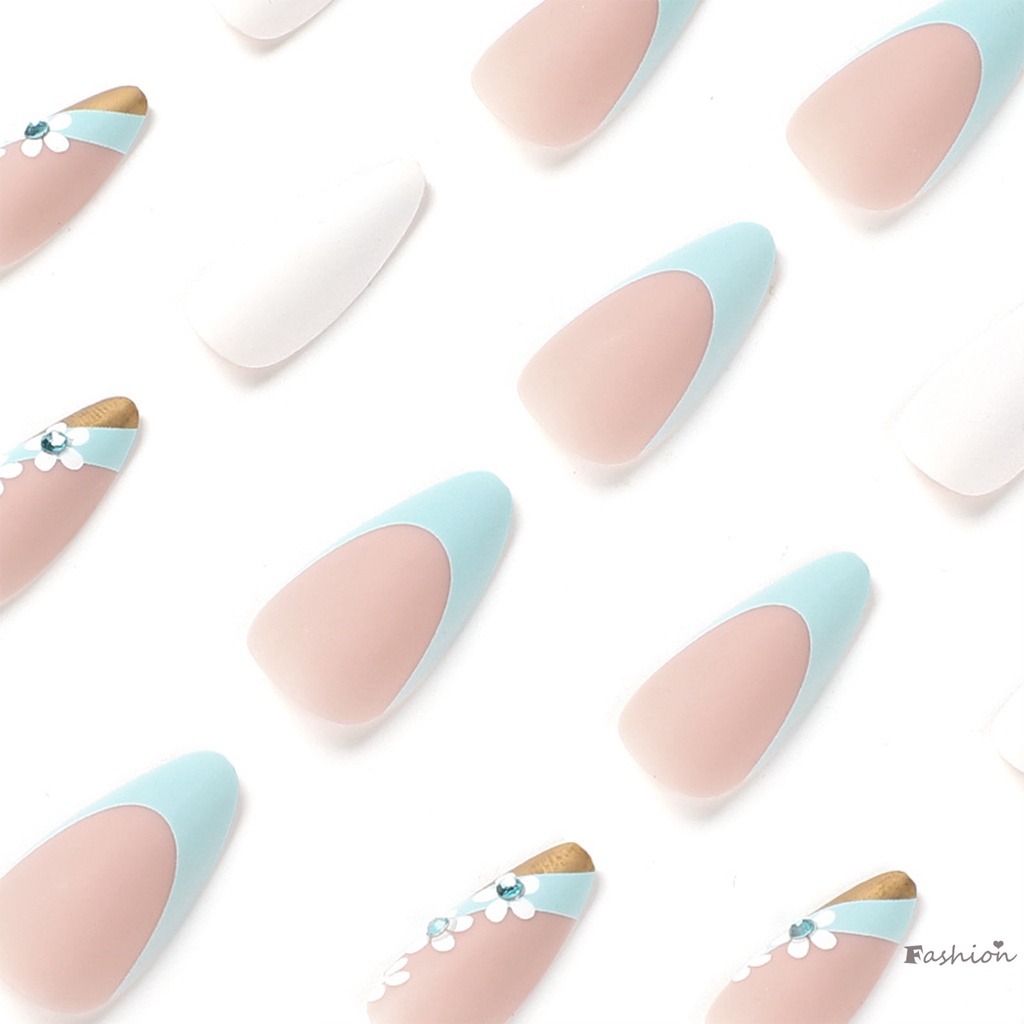 Keo Dán Móng Giả Hình Hoa Đính Kim Cương Giả Màu Xanh Dương Có Thể Tái Sử Dụng