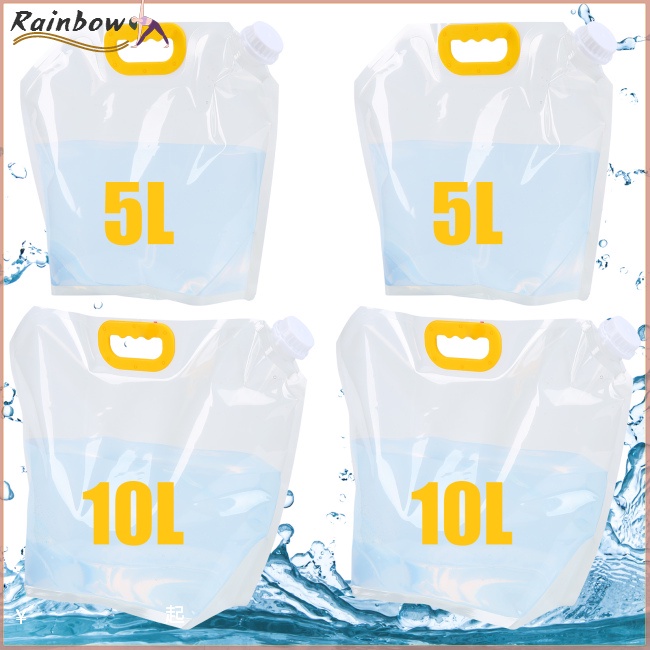 Set 4 Túi Đựng Nước Trong Suốt Dung Tích Lớn Có Tay Cầm Không Rò Rỉ Có Thể Gập Lại