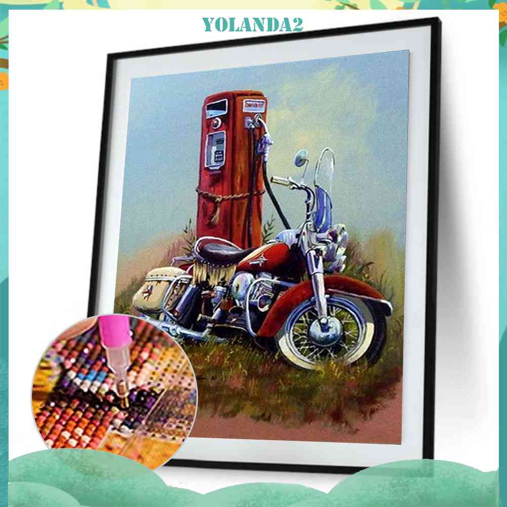Tranh Đính Đá Kim Cương Toàn Bộ 5D DIY Hình Vẽ Xe Máy