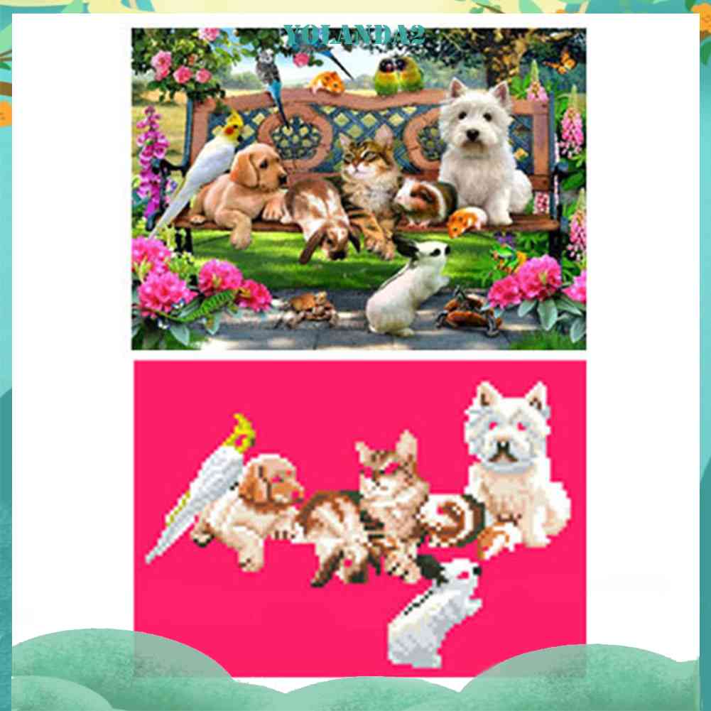 Bộ Tranh Đính Đá 5D Tự Làm 40x30cm Hình Khu Vườn Động Vật