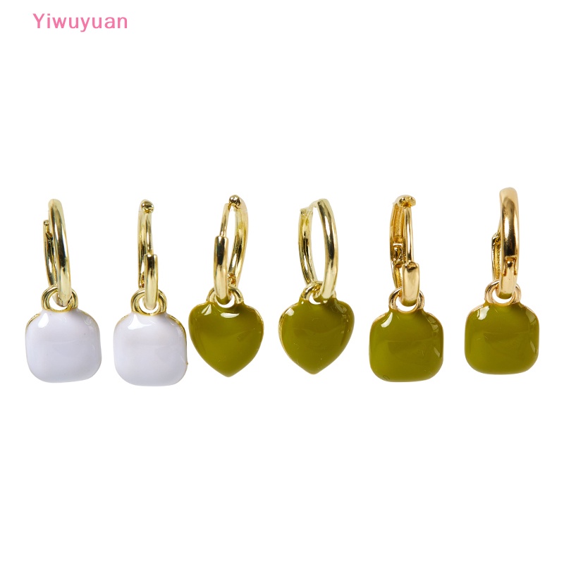 1 Đôi Bông Tai Hình Vuông / Trái Tim Phong Cách Vintage Pháp Đơn Giản Ngọt Ngào Mới