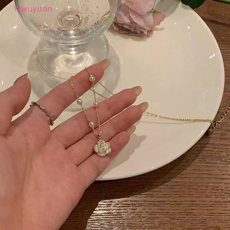 < Yiwuyuan > Vòng cổ Thời Trang Pháp Ngọt Ngào Hoa Trà niche Cá Tính Khí Chất Thời Trang Mới